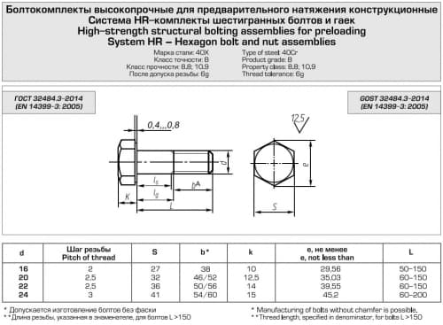 High-strength structural bolting assemblies for preloading,  GOST 32484.3-2014